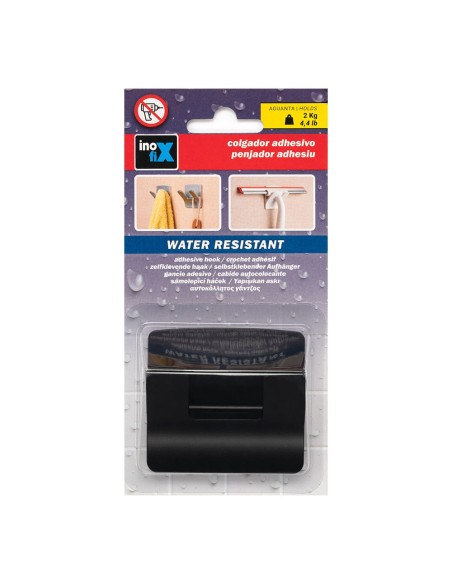 COLGADOR RESISTENTE AL AGUA "RAMA DOBLE" NEGRO MATE 2192-3 INOFIX
